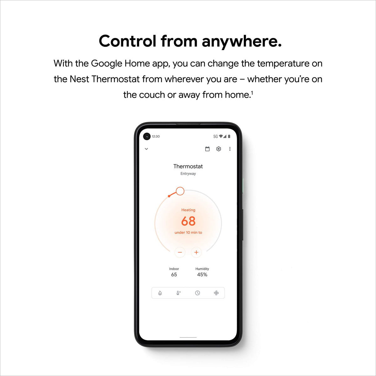 Remote adjustment of Nest Thermostat via tablet while at home or away.