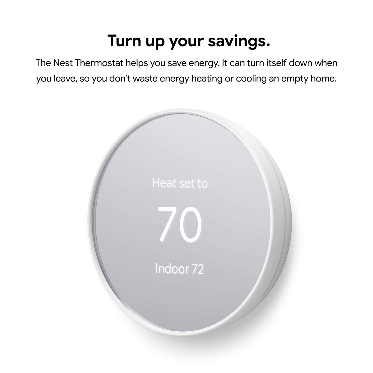 Close-up of Google Nest Thermostat Snow display with current temperature.