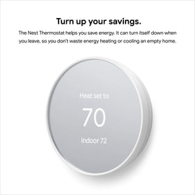 Close-up of Google Nest Thermostat Snow display with current temperature.