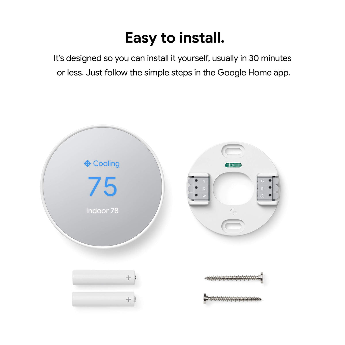 Energy savings graph shown with Google Nest Thermostat Snow display.