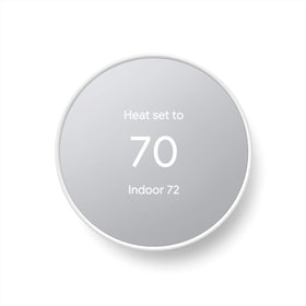 Google Nest Thermostat Snow mounted on wall for simple temperature control.