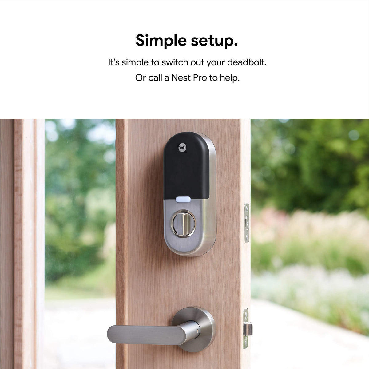 Google Nest x Yale Lock oil-rubbed bronze finish complements classic exteriors.