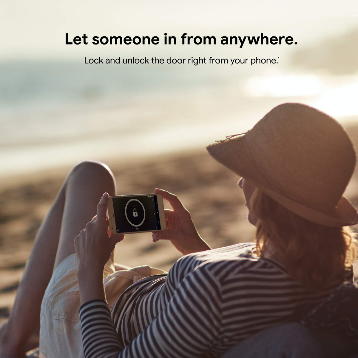 Google Nest x Yale Lock remote unlock via phone for trusted guests.