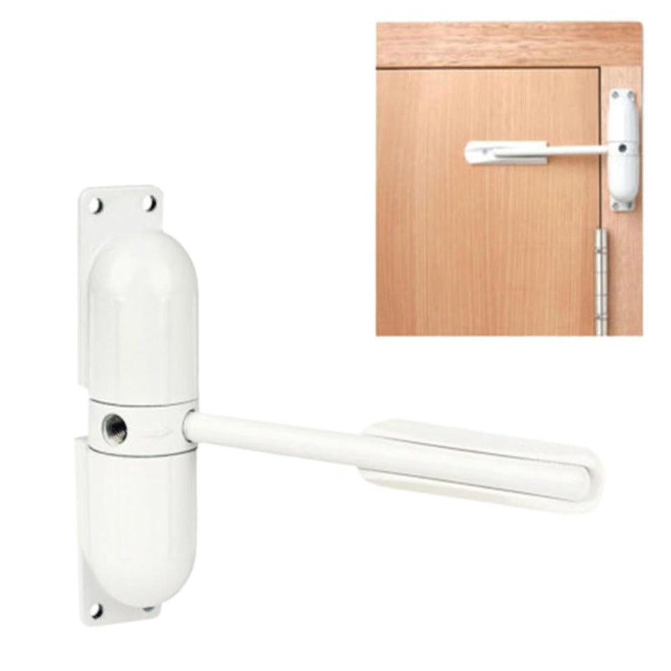 GOOKYO door closer mounted on white door for smooth self-closing