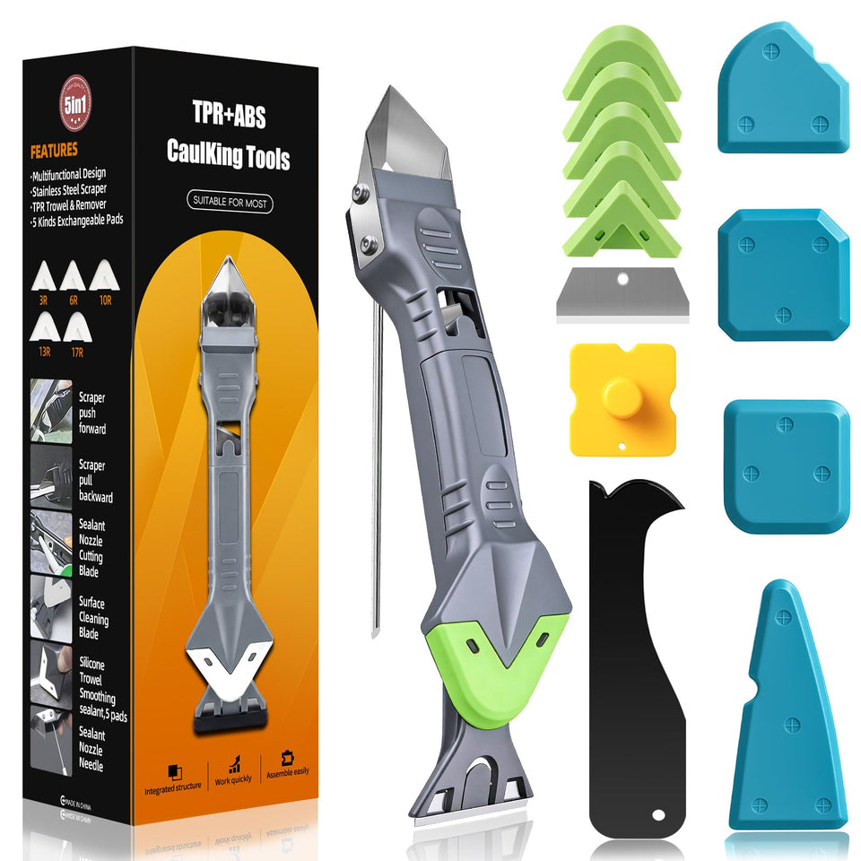 Goopreen 5 in 1 caulking tool kit with stainless steel head for precision work