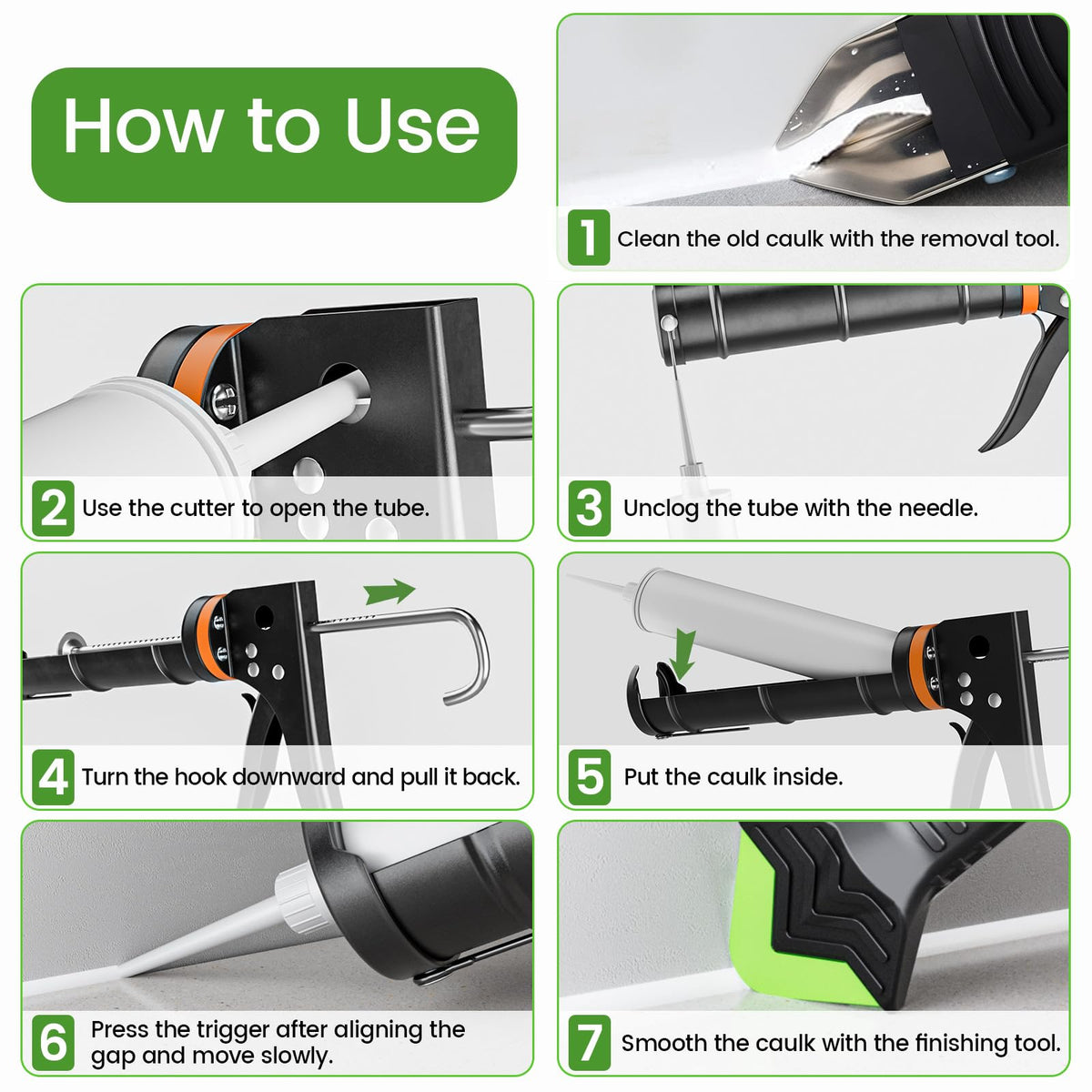 Goopreen five-in-one caulking tool bundle for durable seals