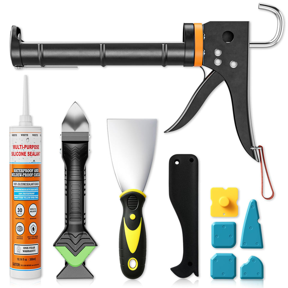 Goopreen caulk gun kit with ergonomic grip enabling precise sealing.