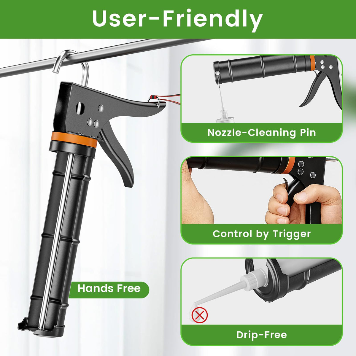 Goopreen spout cutter tool keeps caulk tubes clean