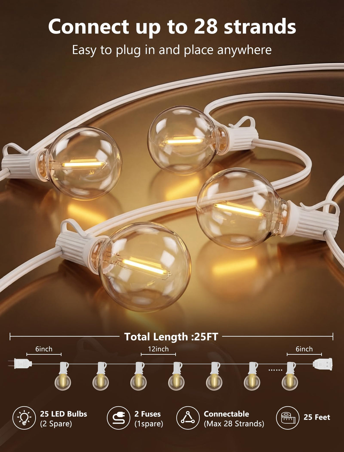Goothy 25ft outdoor string lights on deck create warm ambient lighting.
