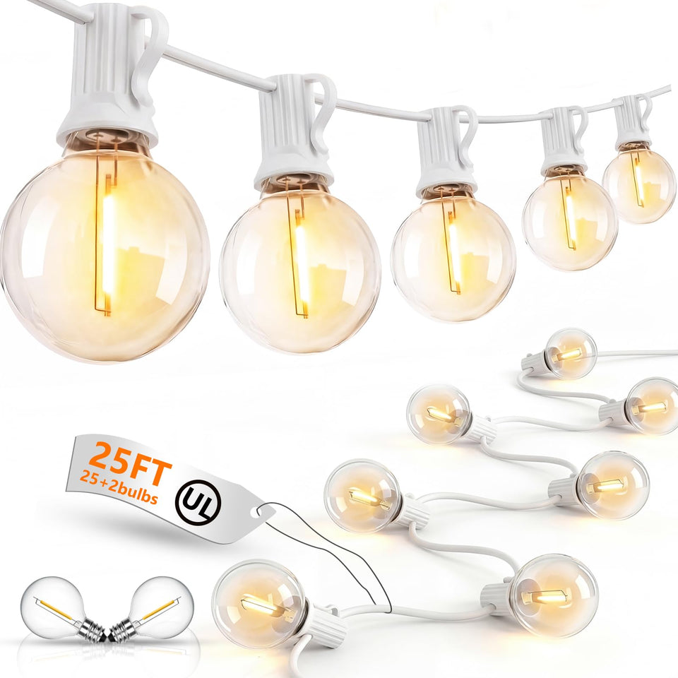 Goothy 27-globe bulbs close-up showing durable shatterproof design for outdoors.
