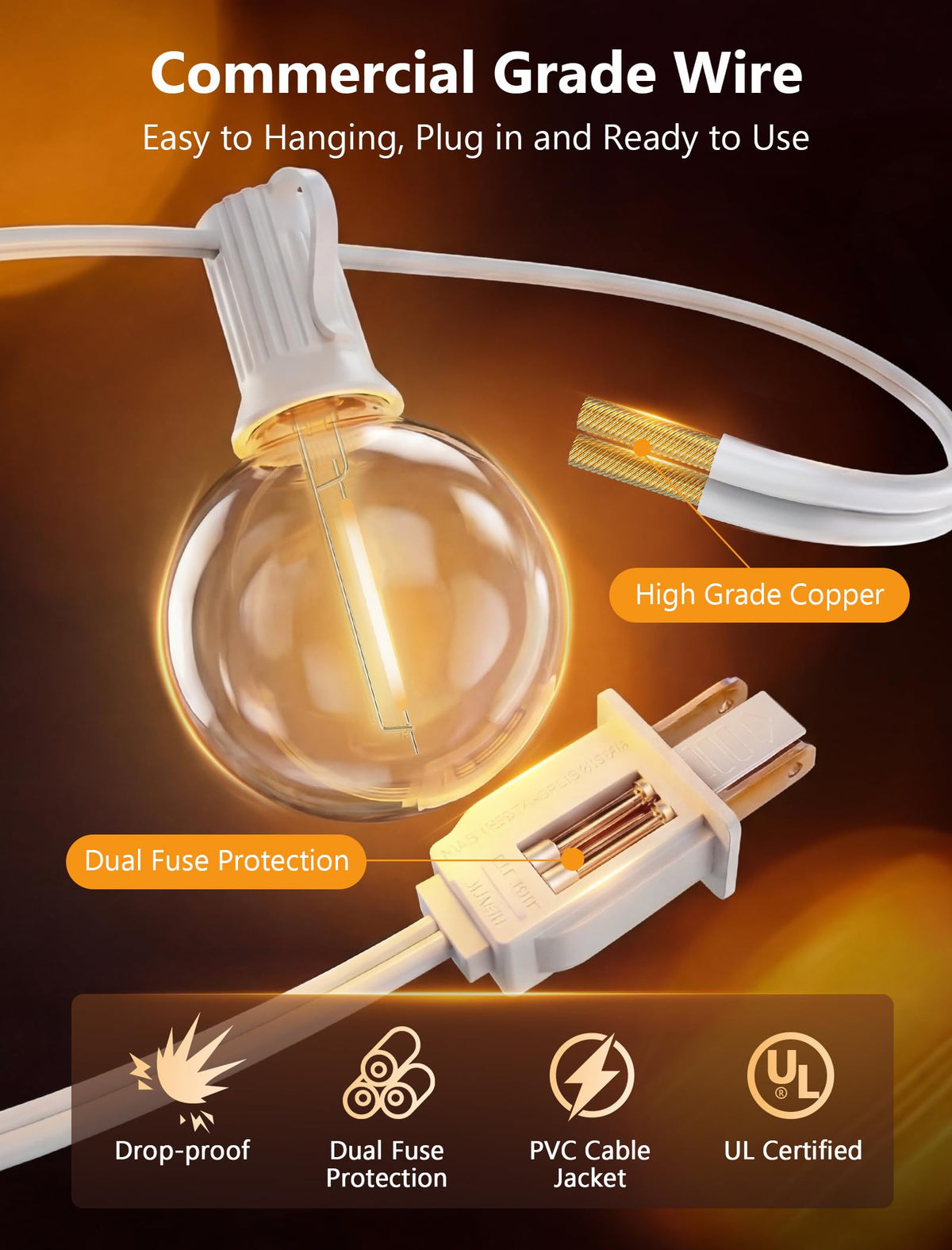Goothy dimmable string lights work with compatible dimmers for mood control.