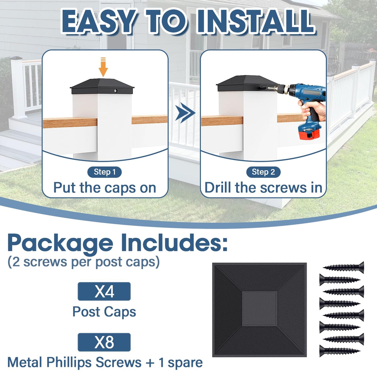 Goovilla 4x4 post cap black paintable surface to match decor
