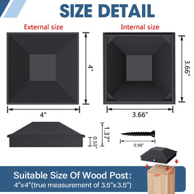 Goovilla 4x4 post cap black with screws and installation guide
