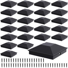 Goovilla 4x4 black post cap, front view, weatherproof top protection for wooden posts.