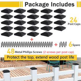 Goovilla 4x4 black post cap, top view, weatherproof protection for fence posts.