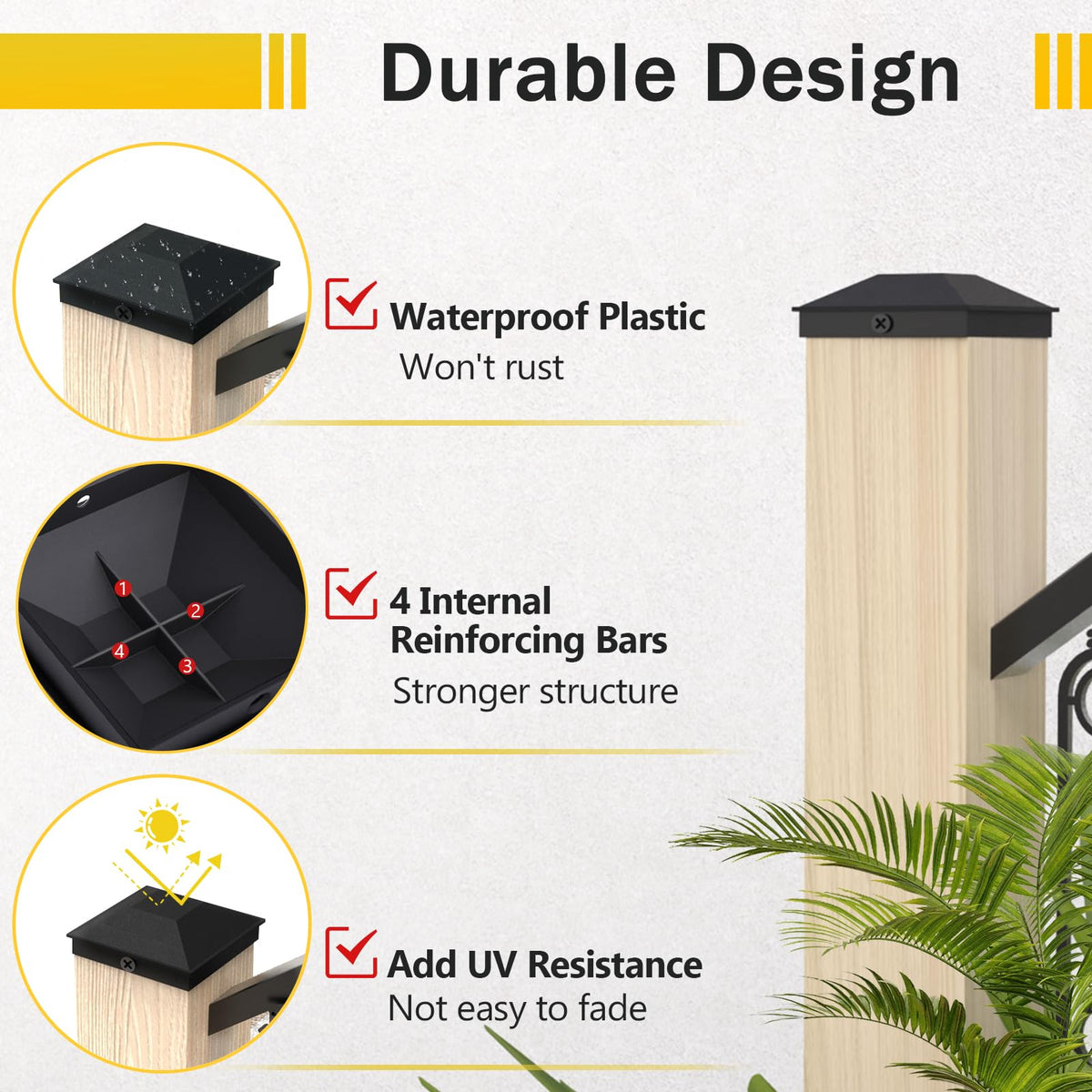Four strengthened bars boost stability and load bearing for fence posts
