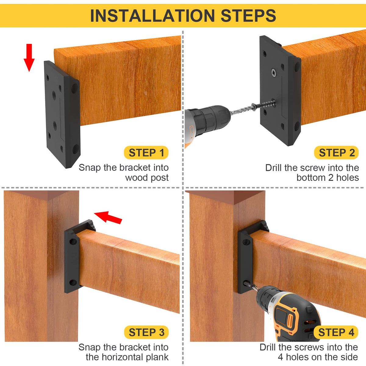 Goovilla outdoor deck package includes 20 brackets and 120 screws.