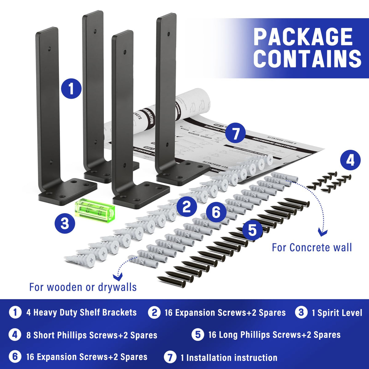 Goovilla bracket package includes screws, anchors, and level for quick setup.