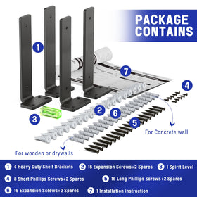 Goovilla bracket package includes screws, anchors, and level for quick setup.