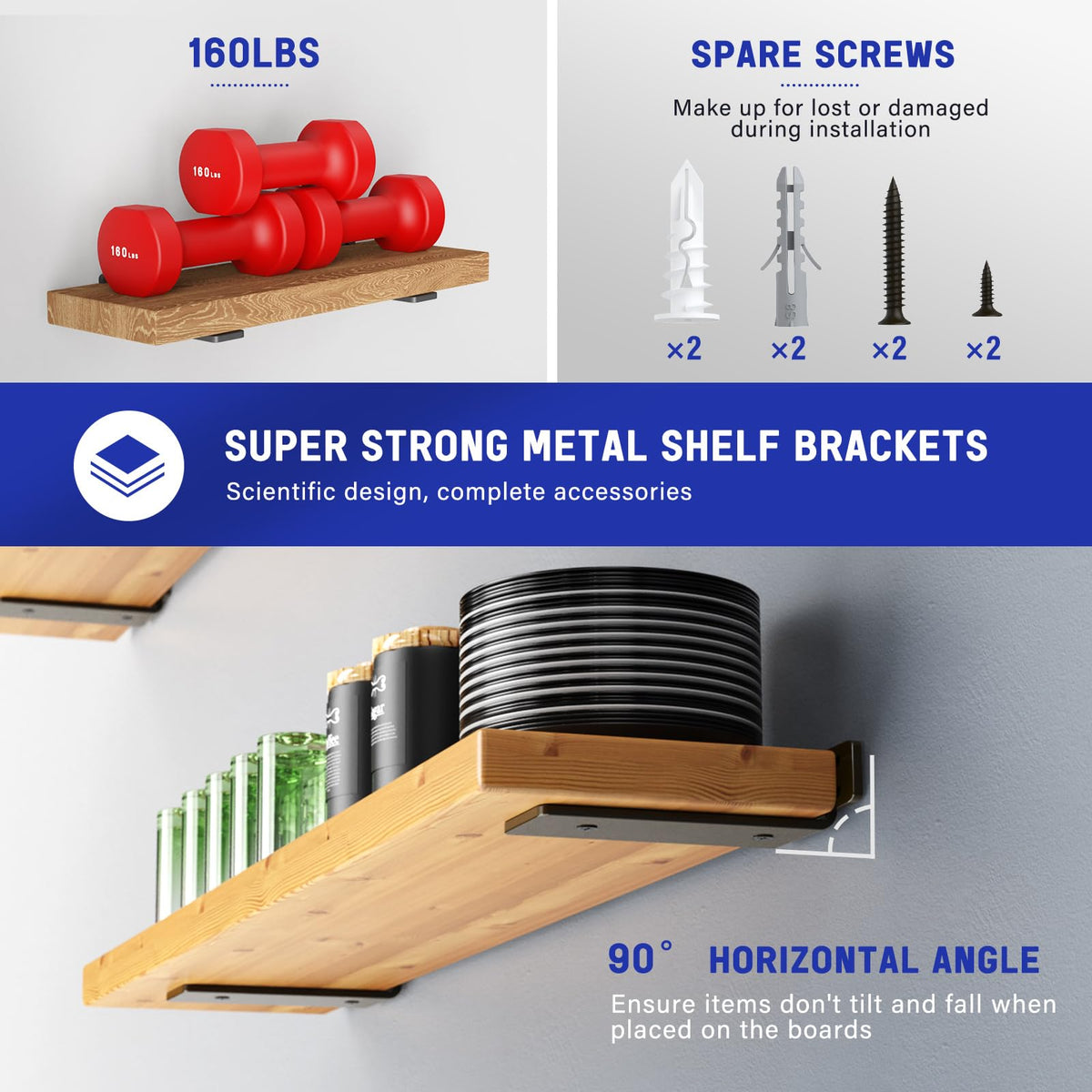Goovilla shelf bracket with spirit level for precise alignment