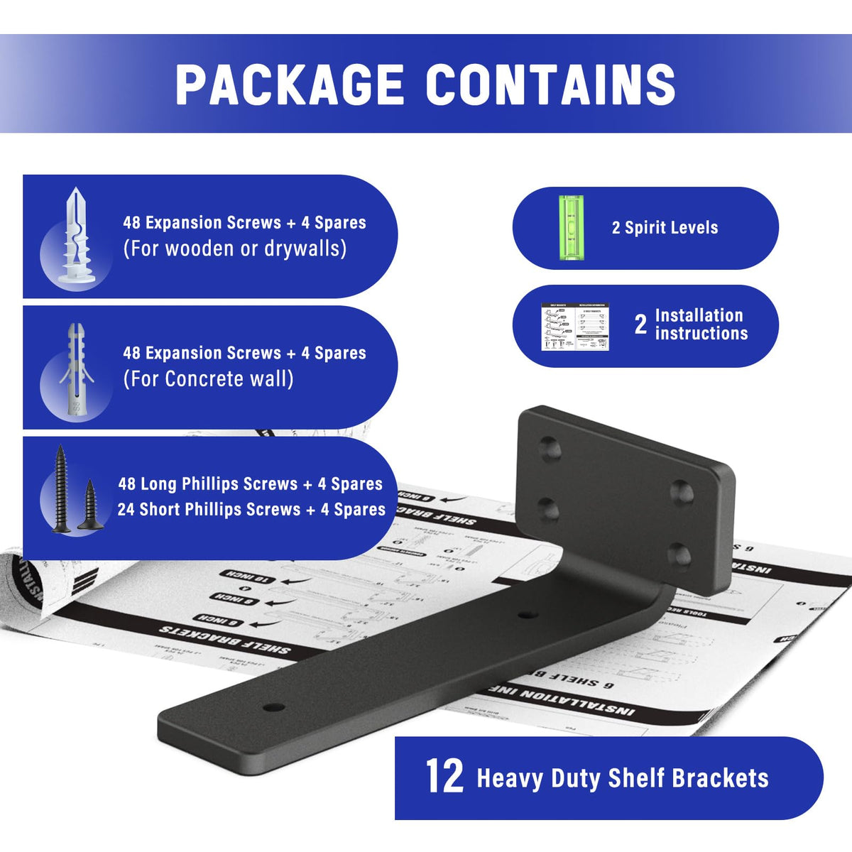 Goovilla wall-compatible brackets for wood, drywall, and concrete support versatile mounting.