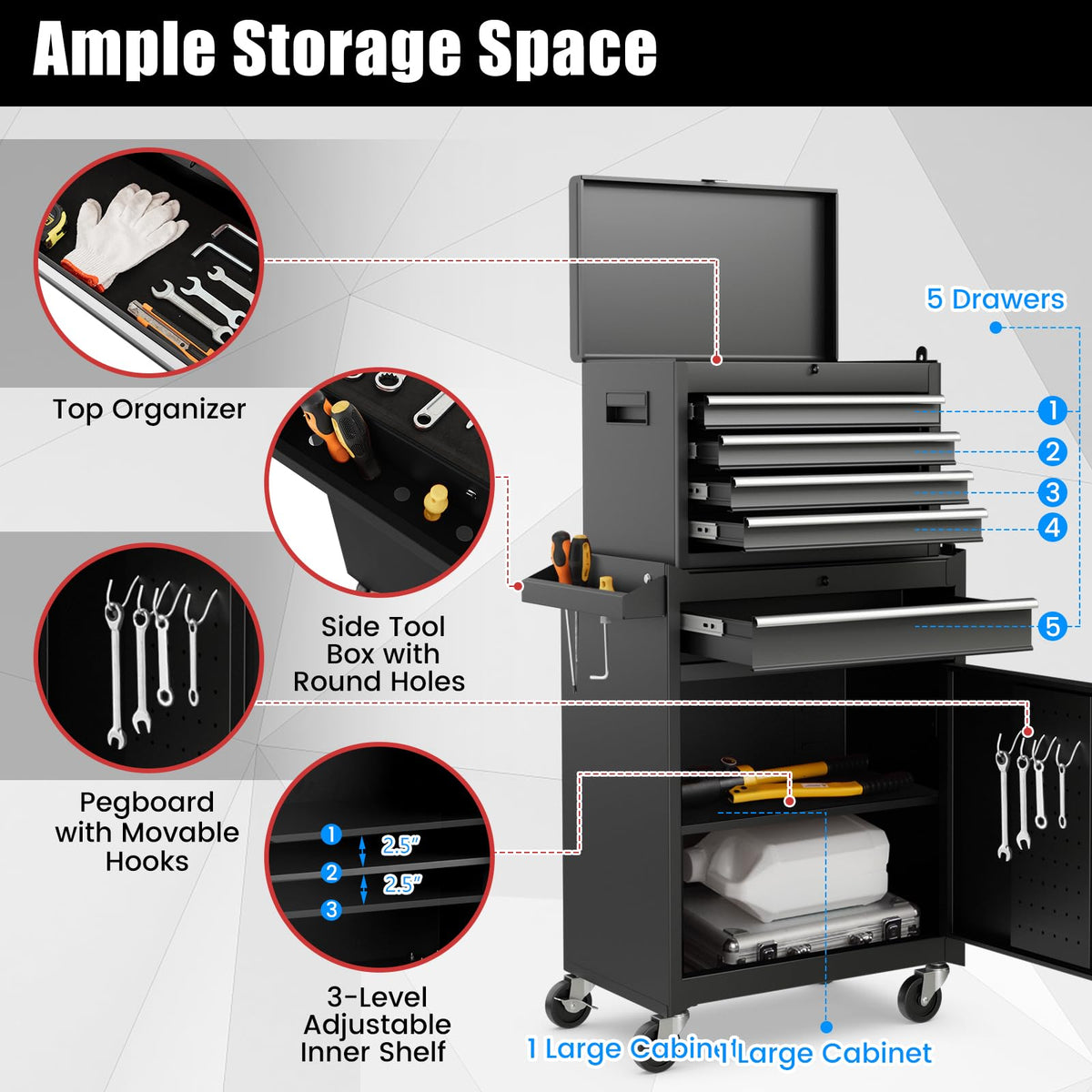 Goplus locking bar prevents drawers from sliding during transport.