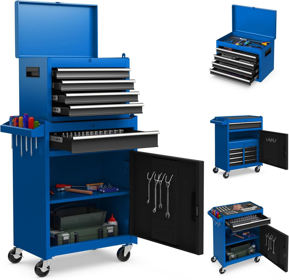 Goplus tool chest with detachable toolbox for versatile storage.