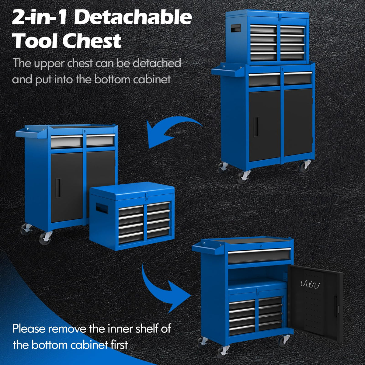 Goplus rolling cabinet on smooth wheels for effortless relocation.