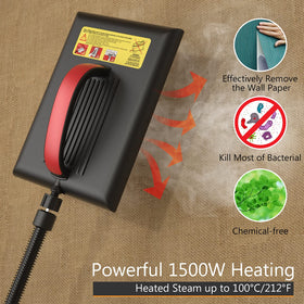 Goplus wallpaper steamer 10ft hose enables flexible reach for high or tight areas.