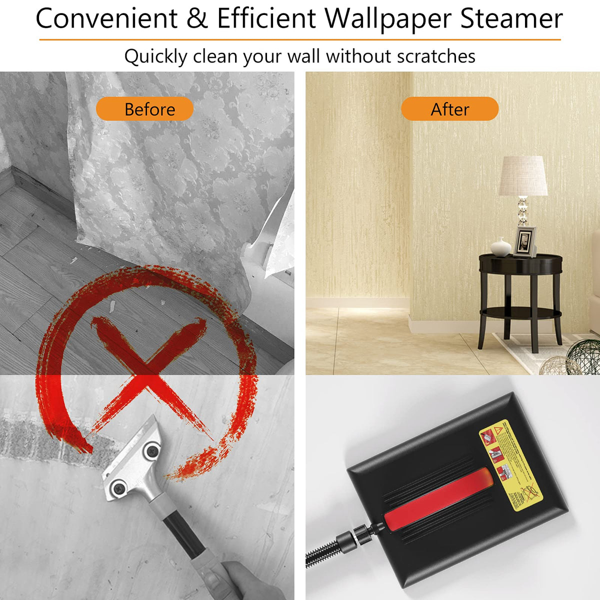 Goplus wallpaper steamer visible water level indicator helps plan refills.