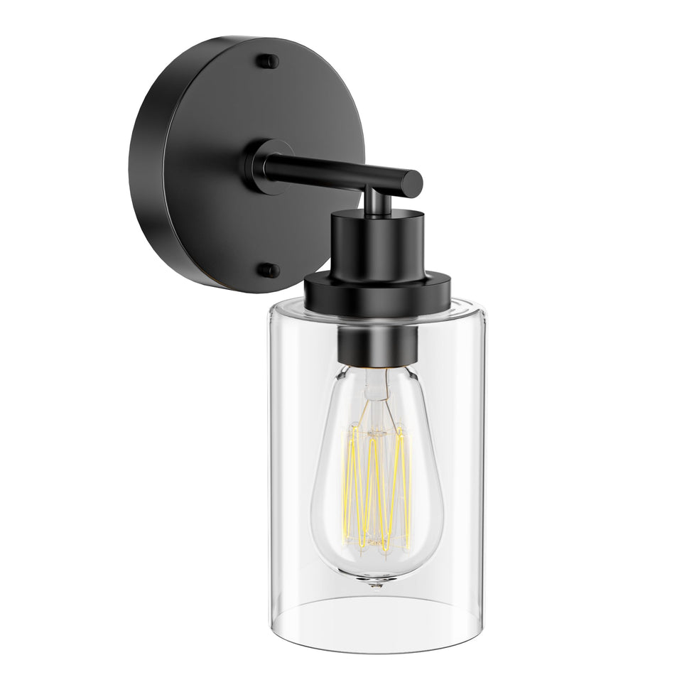 GORDNWE matte black bathroom sconce beside mirror enhances modern bathrooms