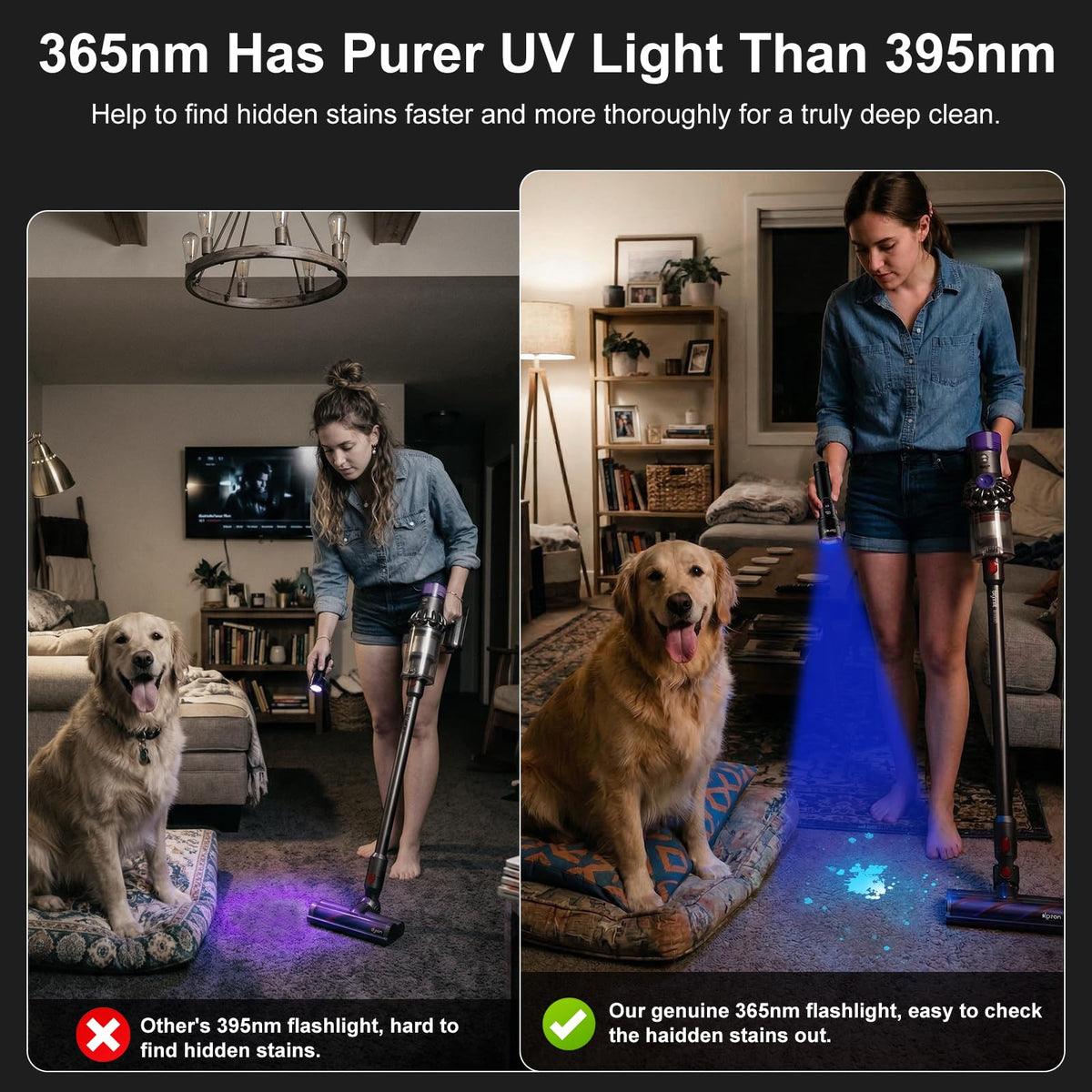 Goreit 365nm flashlight LCD display clearly shows remaining power