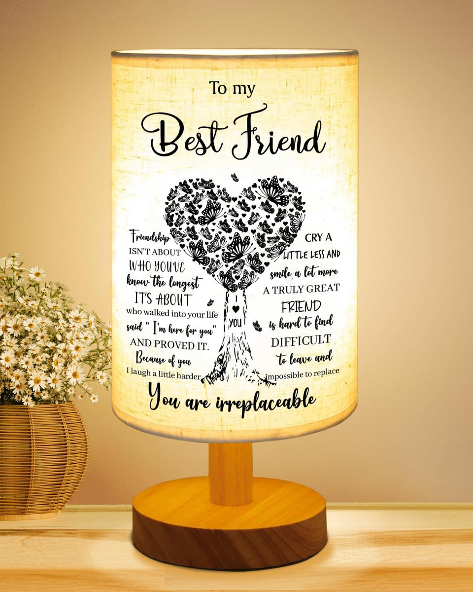 Gorgifty best friend table lamp on table with warm inviting glow