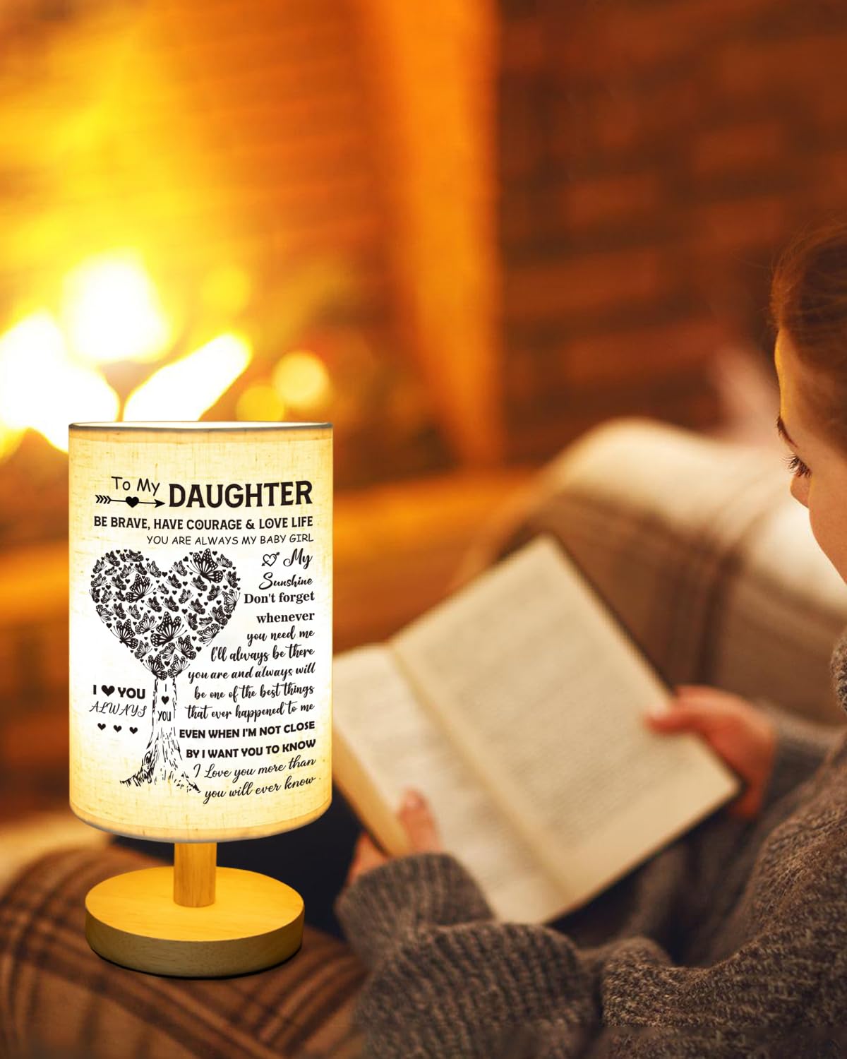 Gorgifty linen fabric shade softens light for cozy evenings.