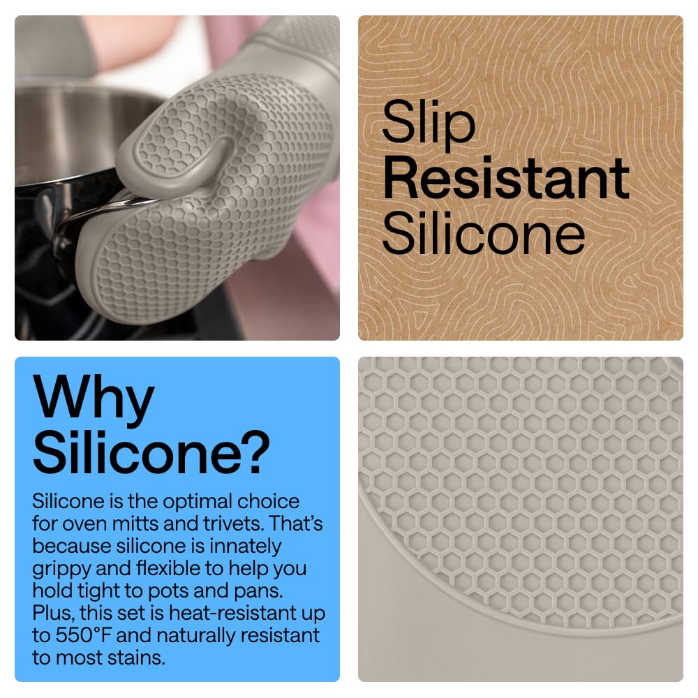 GORILLA GRIP oven mitt showcases heat resistance up to 550°F for grilling and baking