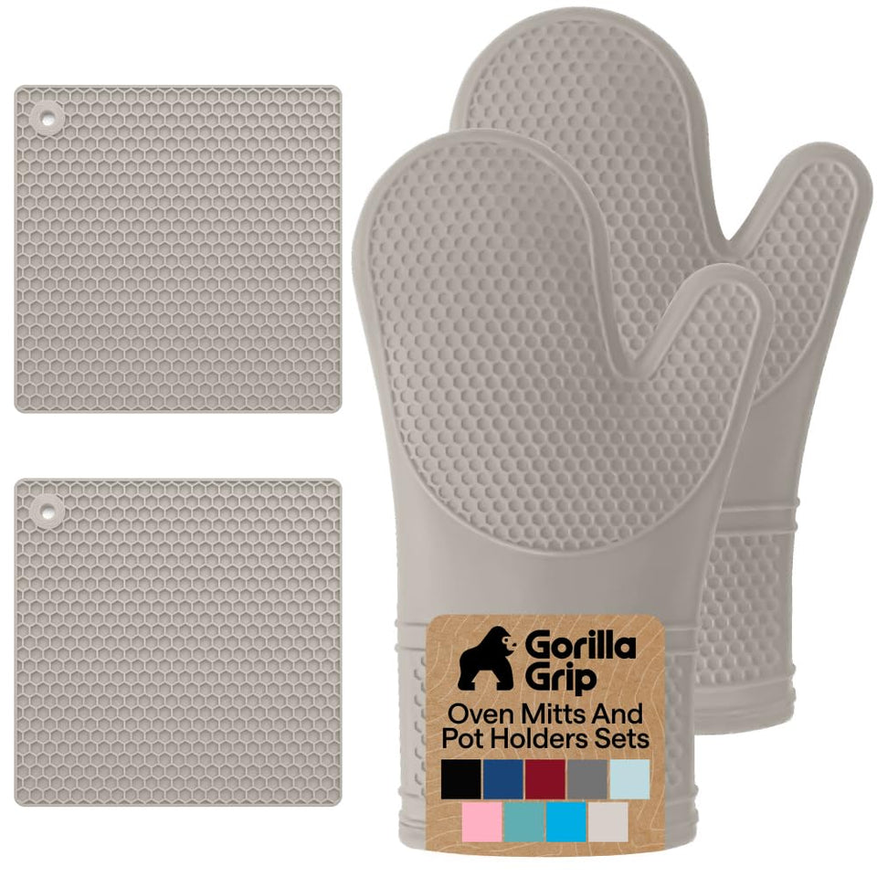GORILLA GRIP silicone oven mitt with honeycomb texture for secure grip on hot cookware
