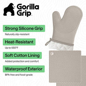GORILLA GRIP trivet demonstrates stable placement on countertops while protecting surfaces