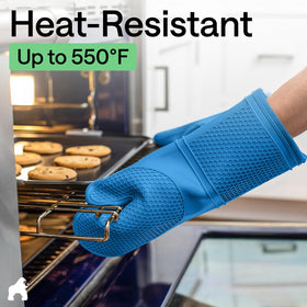 Gorilla Grip Aqua food-grade mitts safe for direct contact with food.