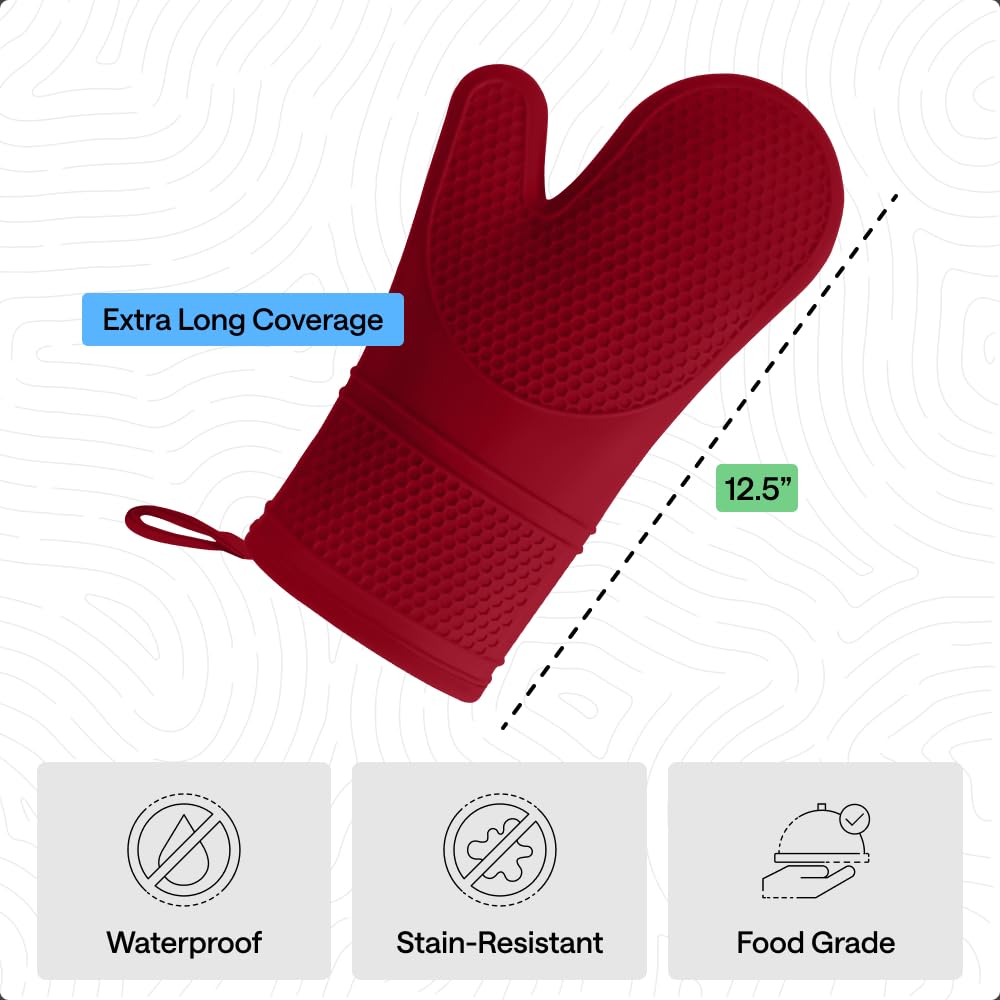 GORILLA GRIP silicone mitt is food-grade for safe handling of hot foods