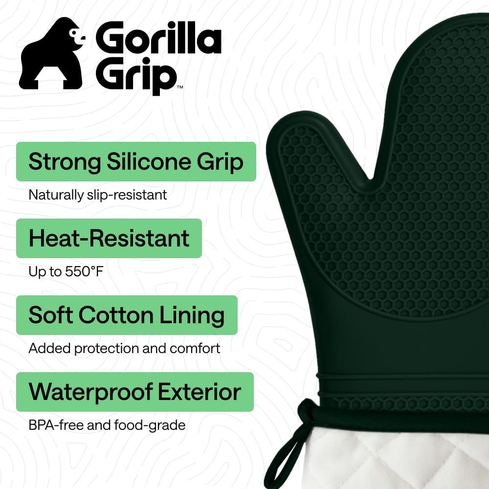 GORILLA GRIP heat-resistant mitts protect hands up to 550°F during grilling