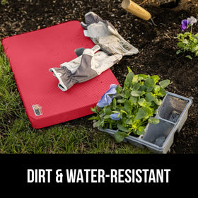 GORILLA GRIP kneeling pad outdoors resists dirt and water for damp ground tasks.