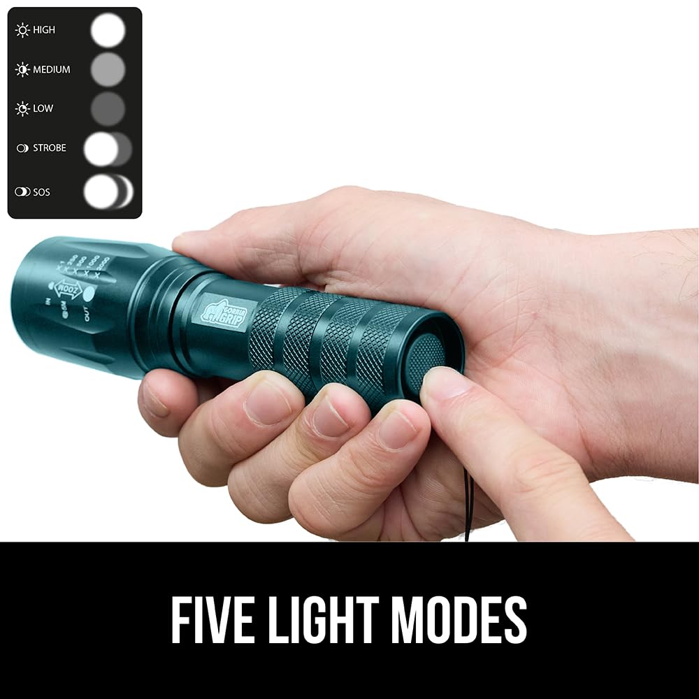 GORILLA GRIP LED flashlight five-modes for versatile lighting options