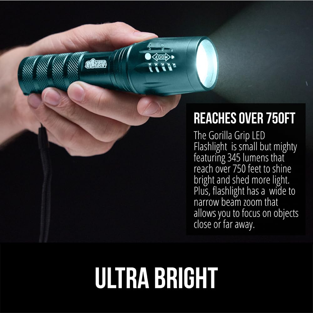 GORILLA GRIP LED flashlight water-resistant durability for rugged outdoor use