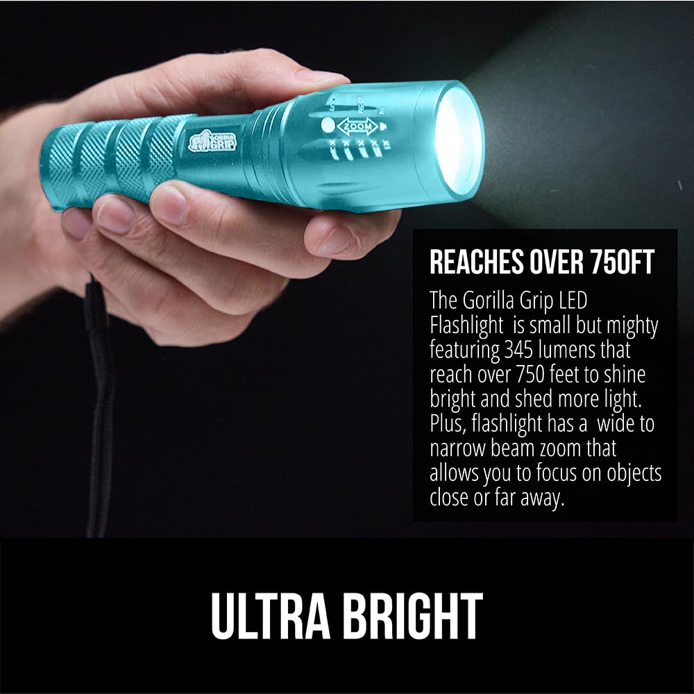 GORILLA GRIP flashlight durable aluminum body for rugged use