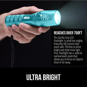 GORILLA GRIP flashlight durable aluminum body for rugged use