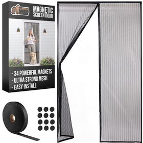 GORILLA GRIP magnetic screen door front view with seamless closure.