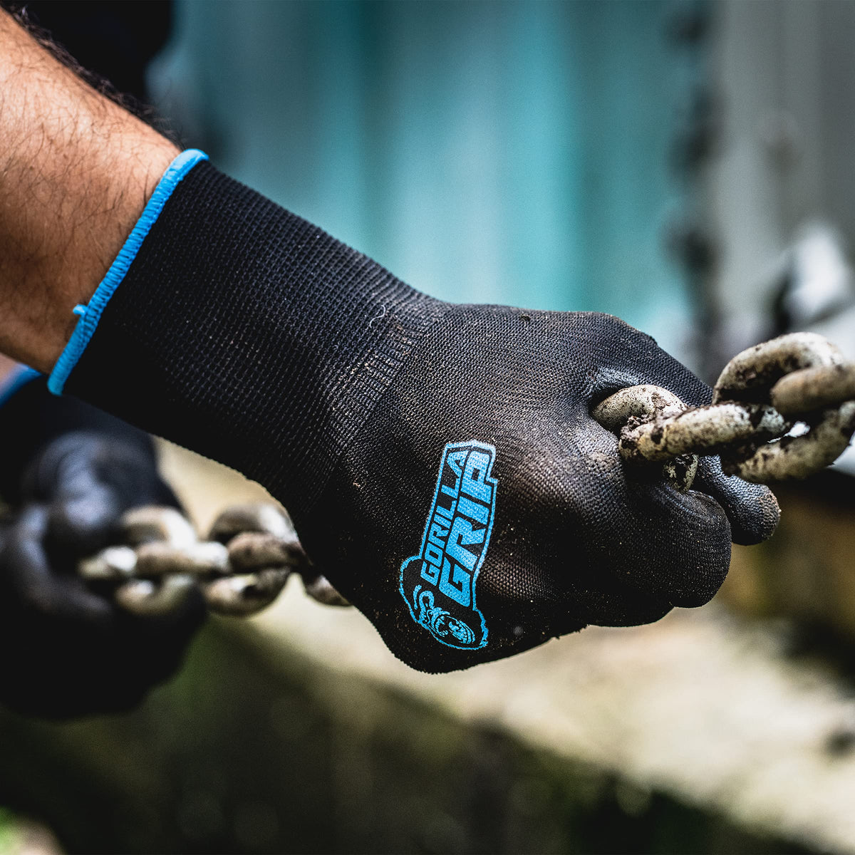 Gorilla Grip medium-size gloves fit men on construction sites.