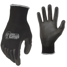 Gorilla Grip Never Slip gloves, front view, show durable polymer palm for reliable grip.