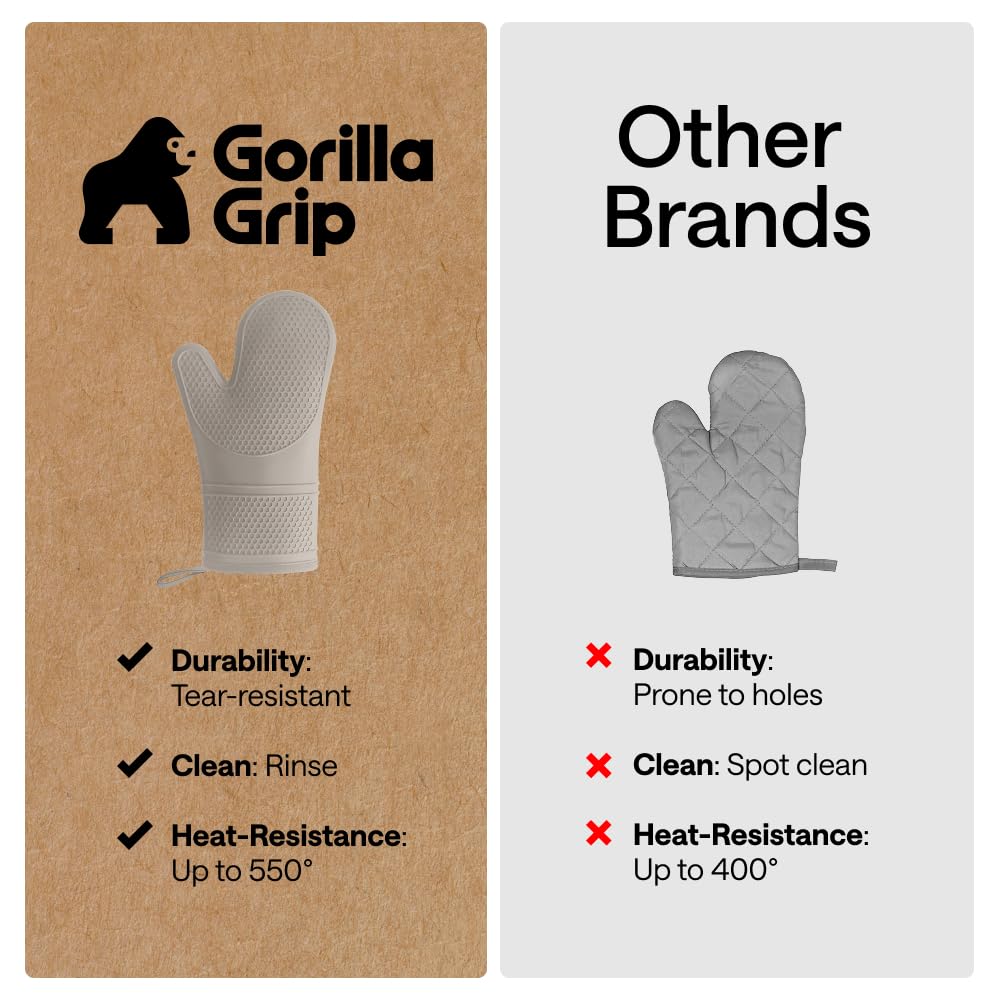 GORILLA GRIP almond mitt with extended forearm coverage during use