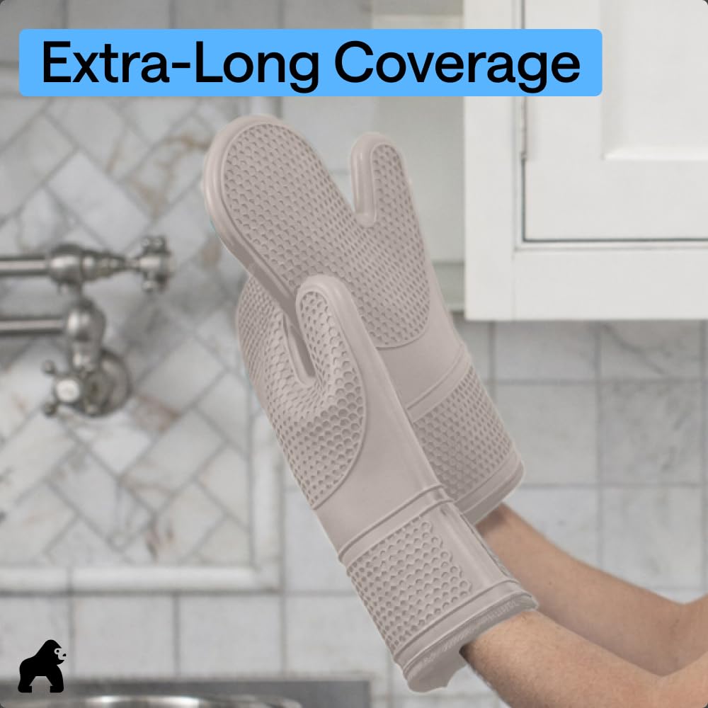 GORILLA GRIP almond mitt highlights flexible grip design for cooking
